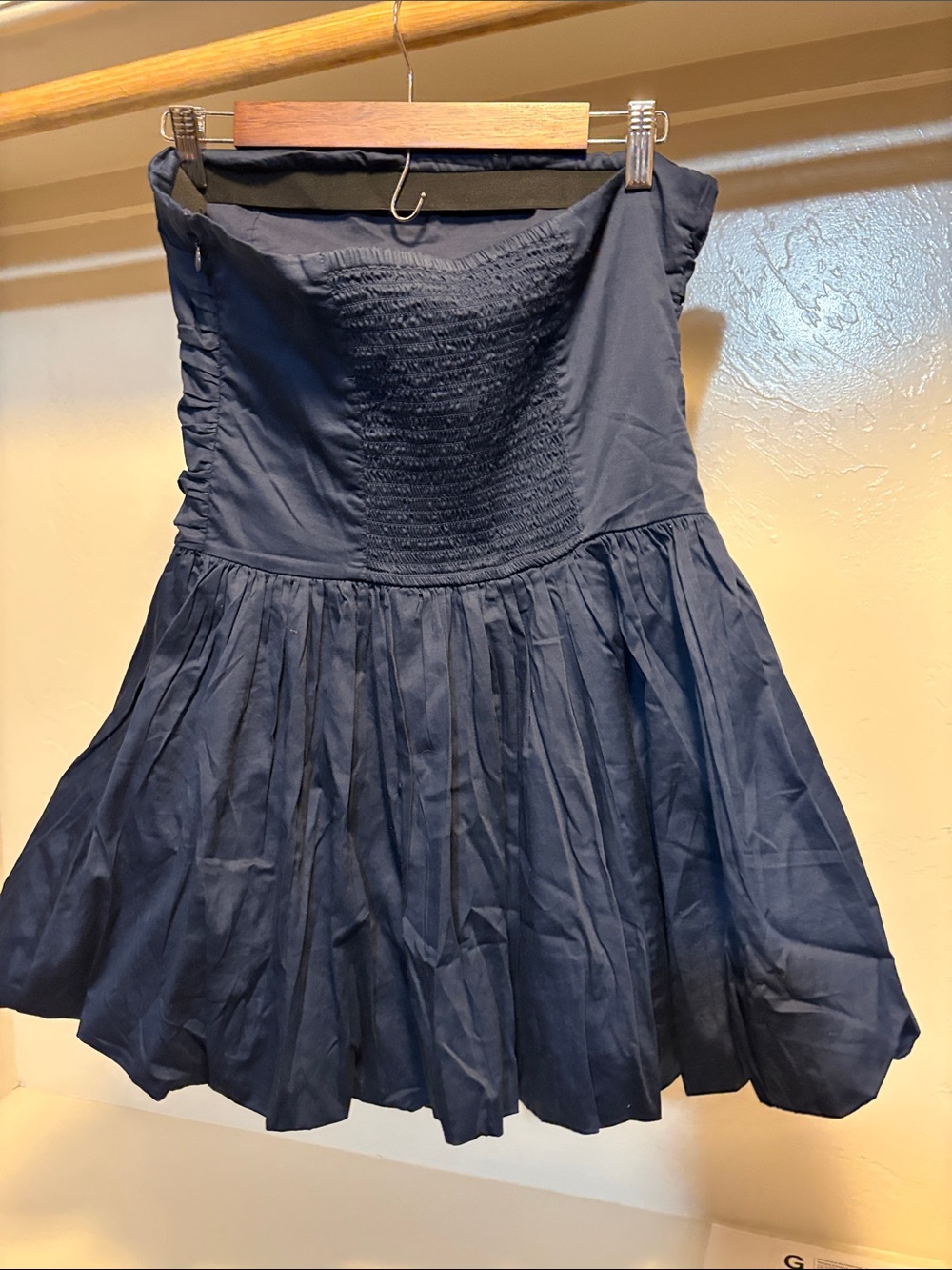 Strapless Navy Bubble Hem Party Dress - Picture 4 of 8